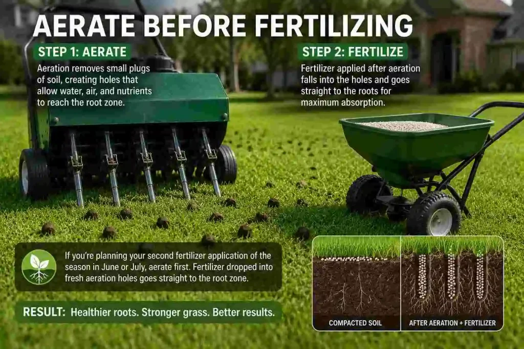 Aerate before fertilizing.
